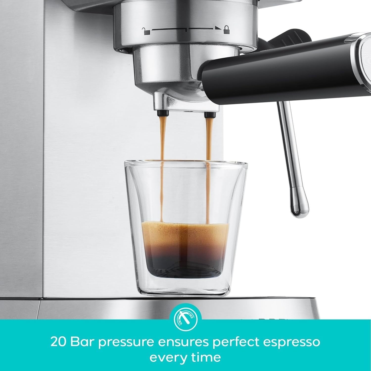 20 Bar Espresso Coffee Machine with Milk Frother, 1L Stainless Steel