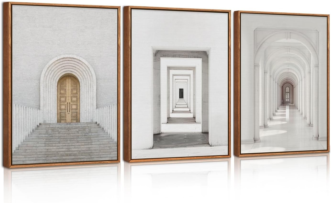 3 Panel Door Architecture Canvas Wall Art 30x40cm Framed Set
