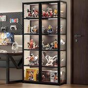 5 Tier Display Cabinet with LED Light, Acrylic Glass Door Curio Shelf Unit