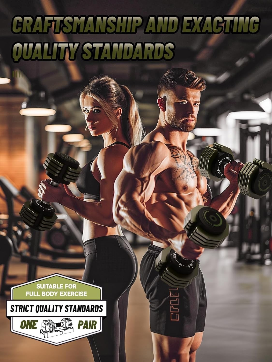5-in-1 Adjustable Dumbbells Pair 4.5–22.5LB 1-Sec Dial Non-Slip with Tray