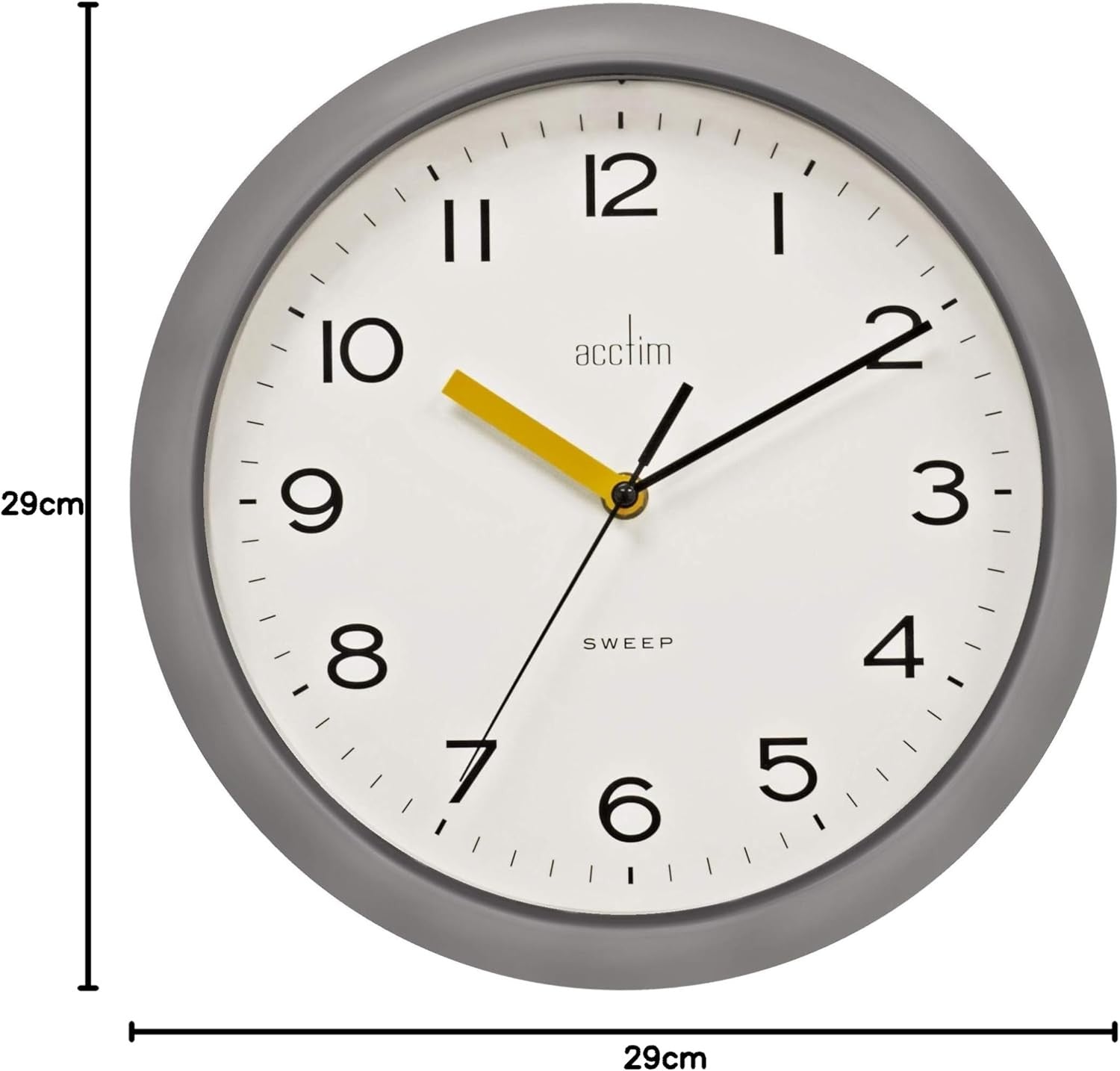 28cm Silent Wall Clock Pigeon Grey Modern Non-Ticking Quiet Home Office Decor