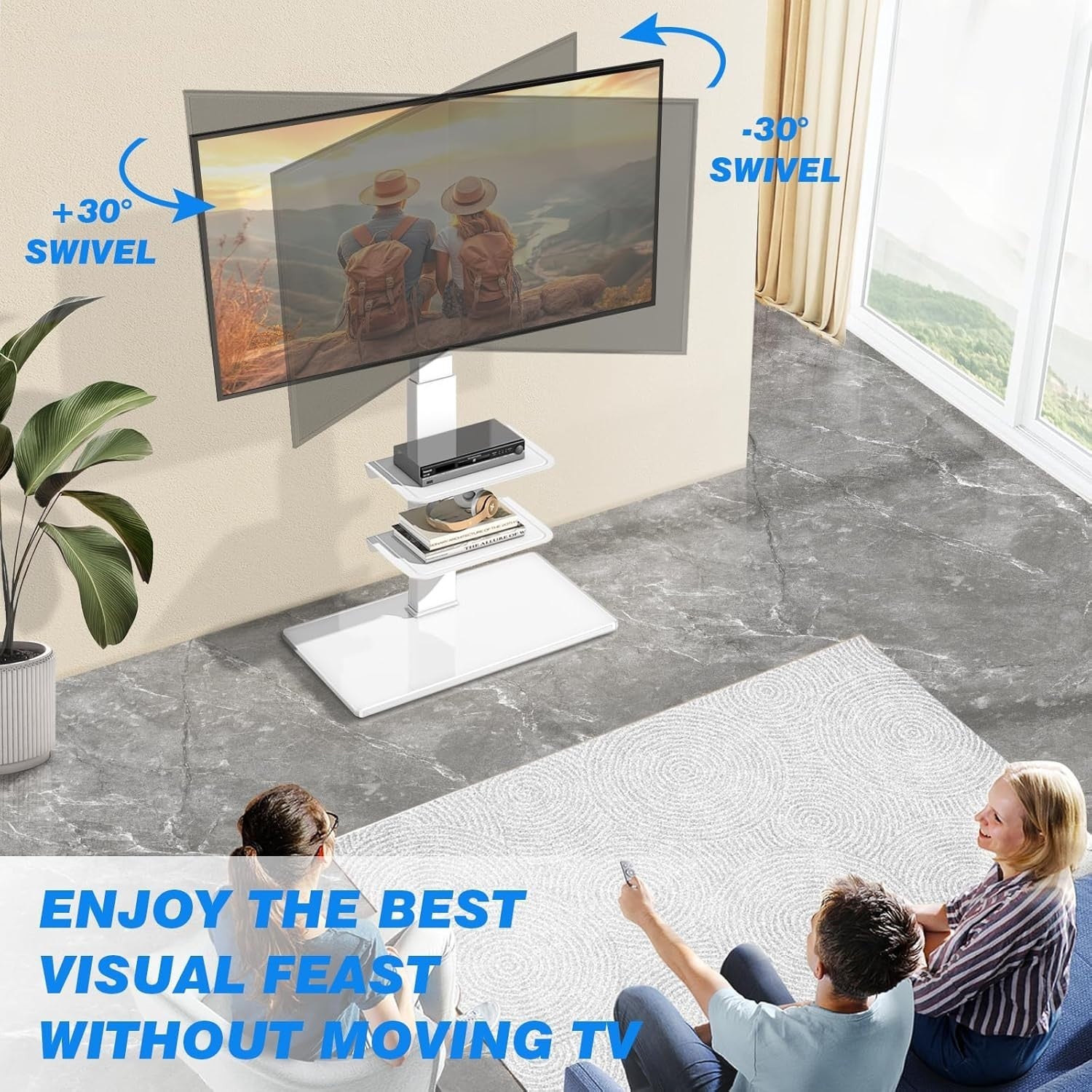 Adjustable Swivel TV Floor Stand for 32-70" LCD LED Curved Screens, Max 50kg