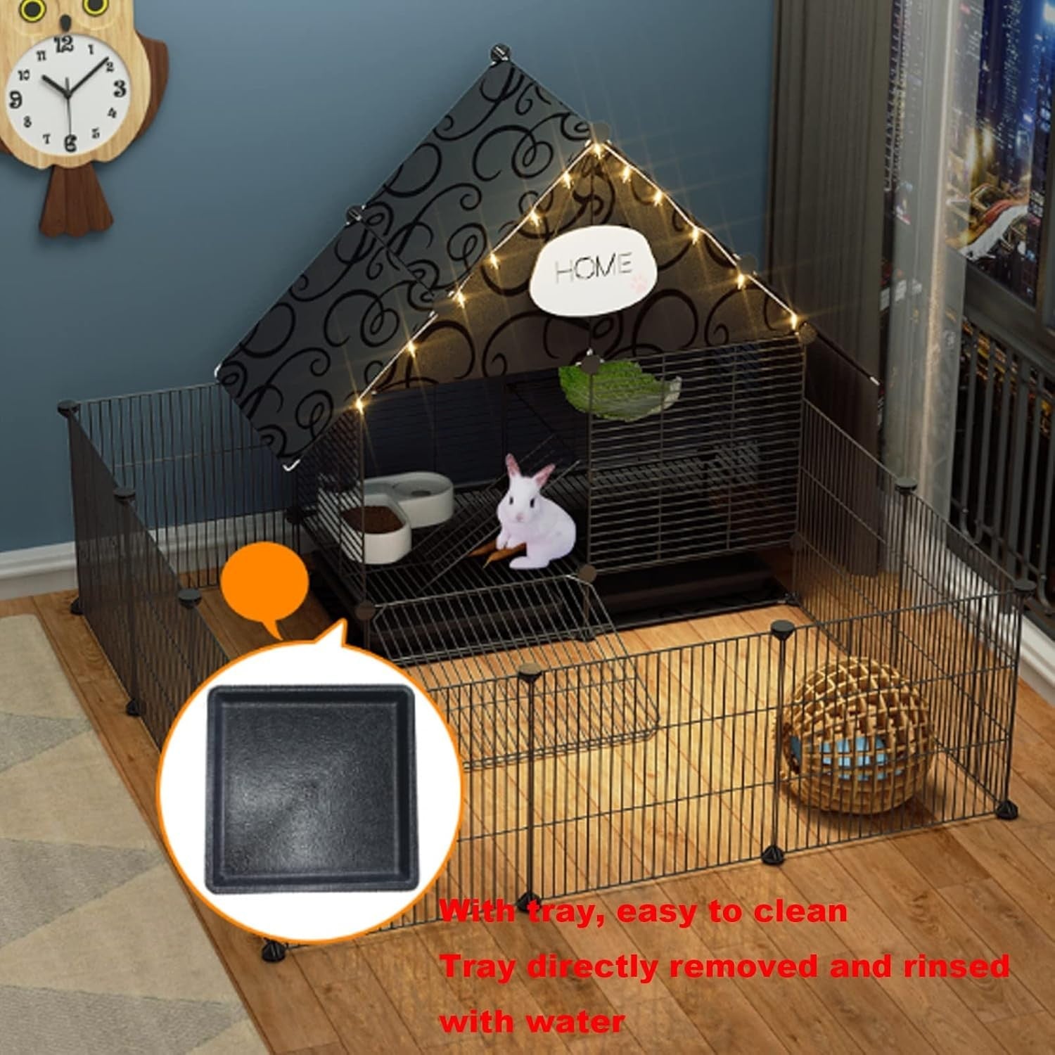 2-Story Rabbit Cage Indoor Large Metal Hutch Secure Small Animal Enclosure