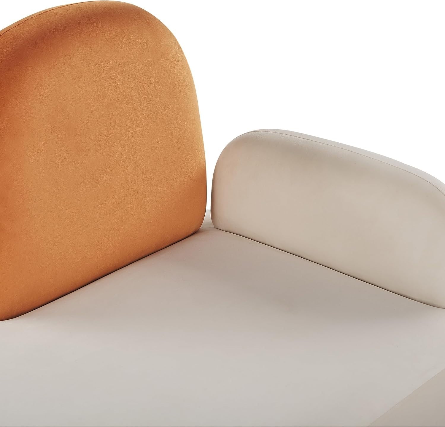 Velvet Chaise Lounge Orange & White | Minimalist Design, No Assembly, Modern