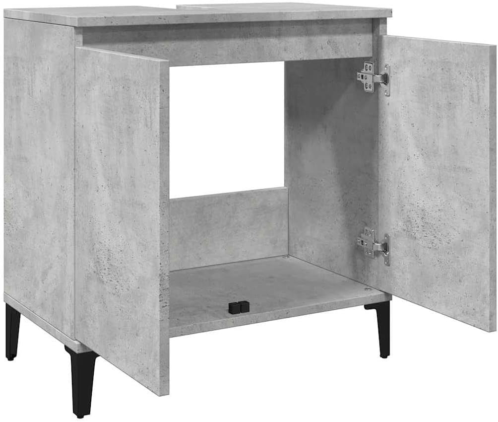 Concrete Grey Under Sink Cabinet 58x33x60cm Modern Bathroom Vanity Unit