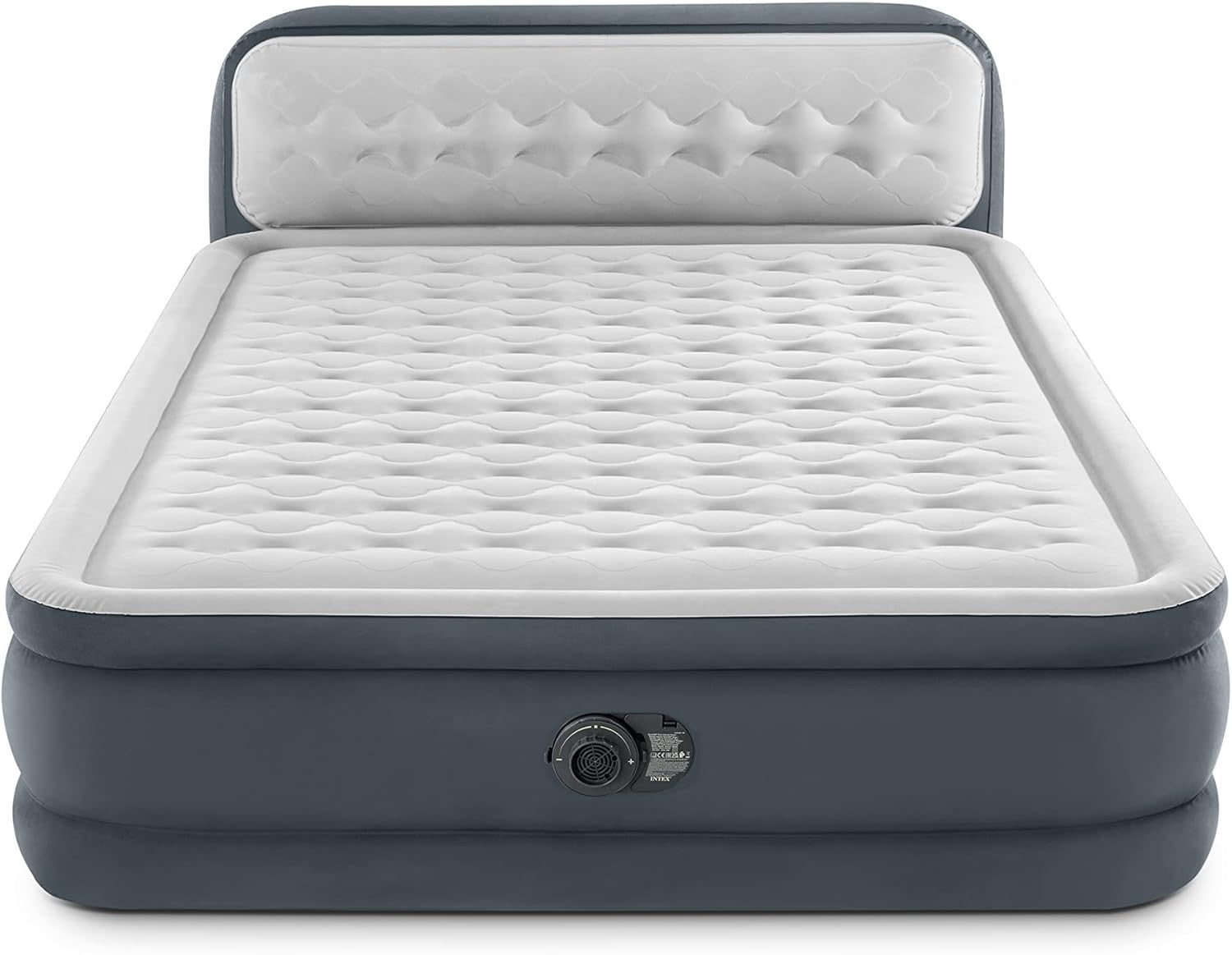 Queen Inflatable Air Bed w/ Headboard Built-In Pump Durable PVC