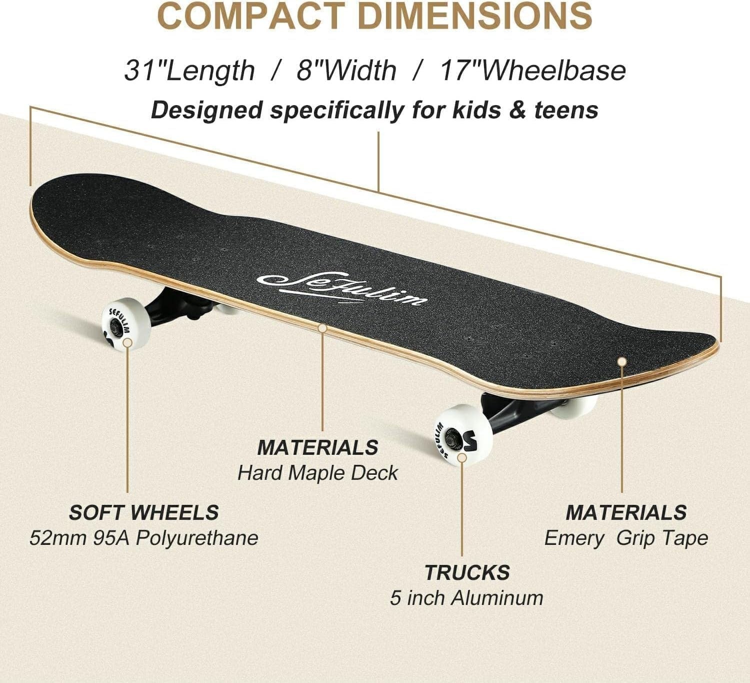 31in Maple Skateboard Complete Double Kick Cruiser Trick Board Moto