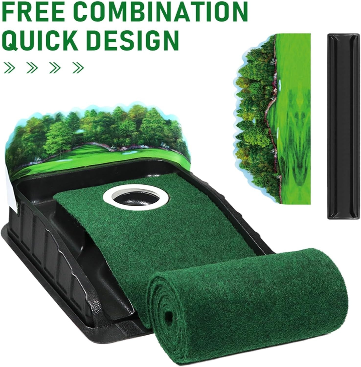 Golf Putting Green Mat Indoor Auto Ball Return Alignment Trainer 10ft