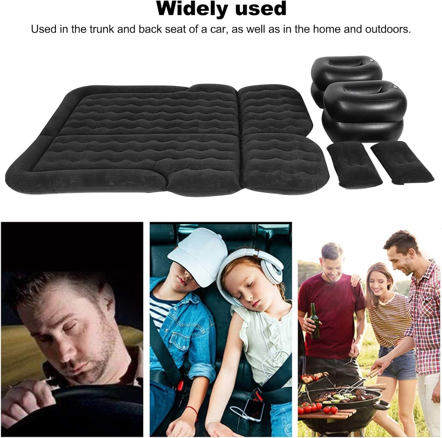 SUV Car Air Mattress Inflatable Back Seat Bed Flocking PVC Camping