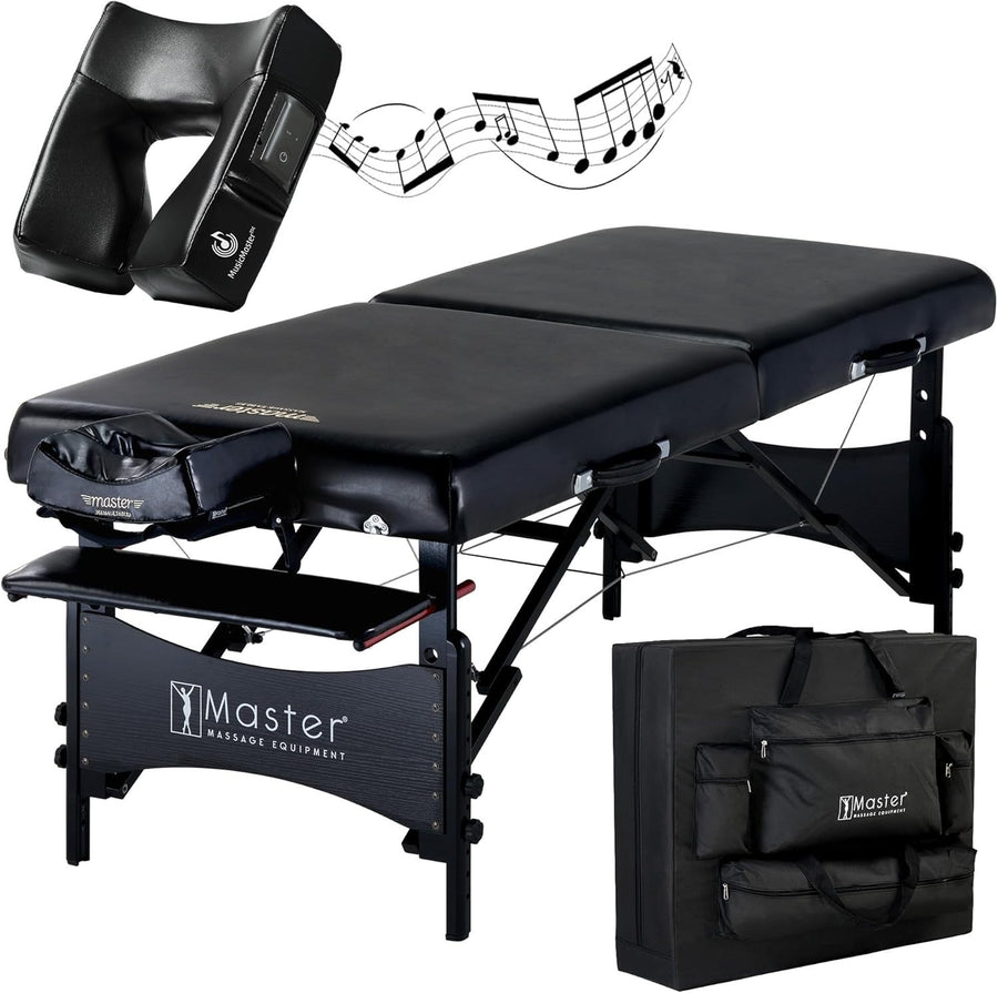 Portable Massage Table With Bluetooth Speakers Folding Therapy Bed Carry Case