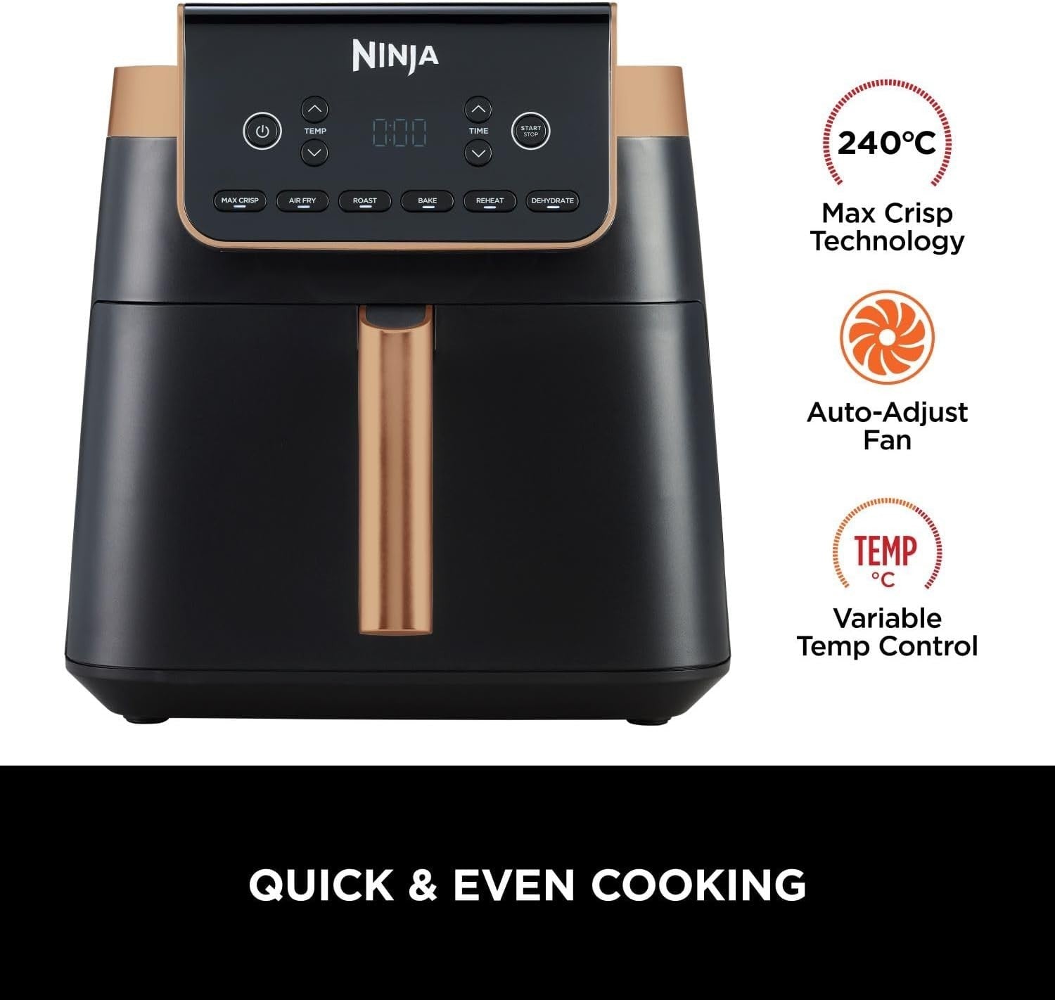 Air Fryer 6.2L Large Drawer Max Crisp Roast Bake Reheat Family Size No Oil