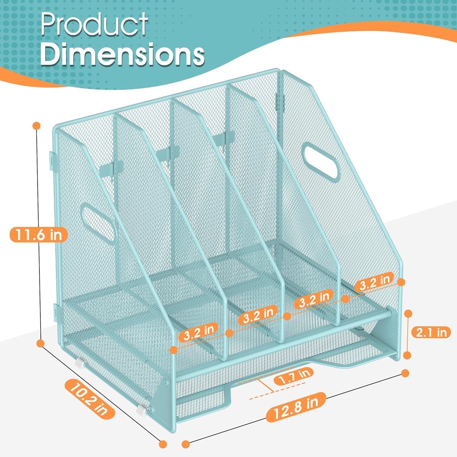 Desk File Organizer with 4 Adjustable Compartments & Letter Tray – Mesh Desktop