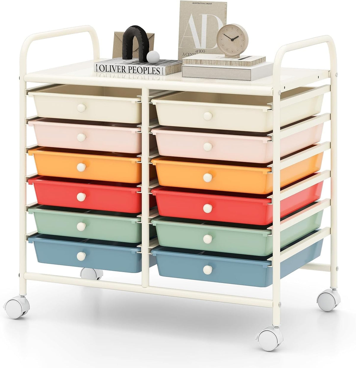 12 Drawer Rolling Storage Trolley Utility Cart Organiser with Wheels
