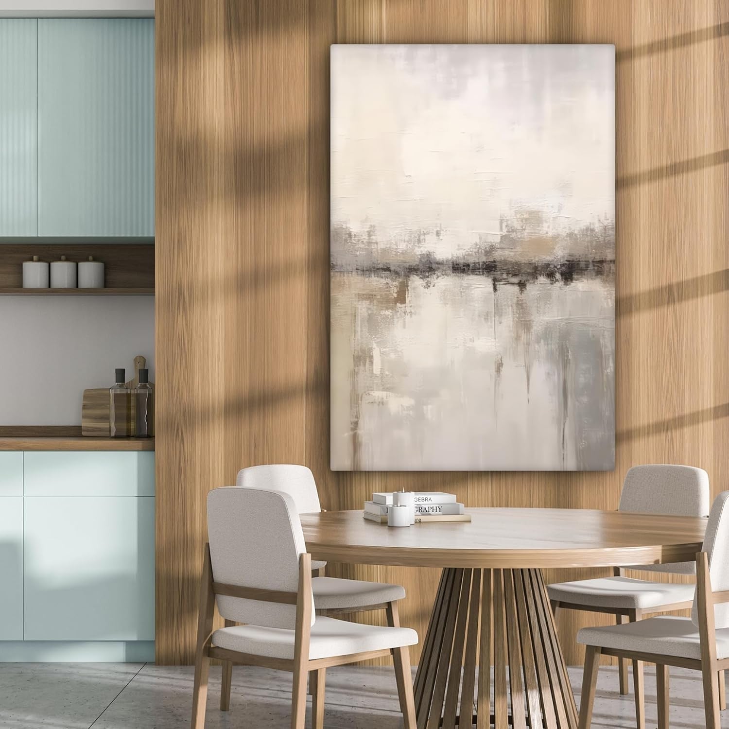 Large Abstract Canvas Wall Art Beige Modern Minimalist Painting 80x120cm