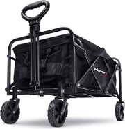 Black 70L Folding Camping Wagon Wide Wheel Lightweight Festival Trolley Cart