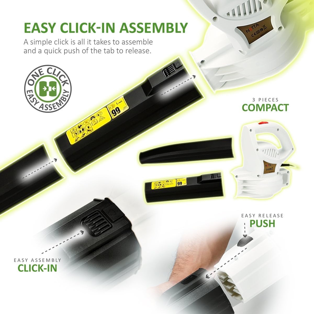 Electric Leaf Blower 3000W Ultra Lightweight Handheld Garden Patio Cleaner