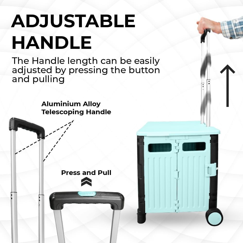 Lightweight 60L 4-Wheel Foldable Trolley for Groceries & Laundry
