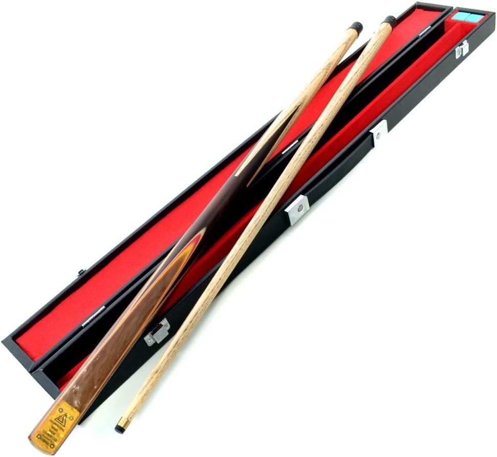 57” Ash Snooker Pool Cue 2 Piece 18oz 9.5mm Tip Leatherette Case