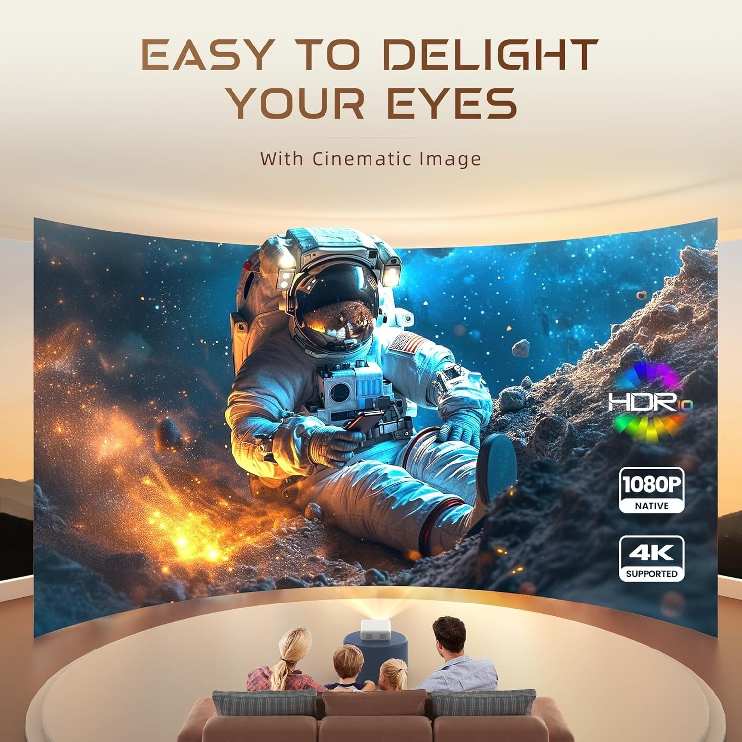 1080P Smart Projector 4K Netflix Dolby WiFi Bluetooth Auto Focus