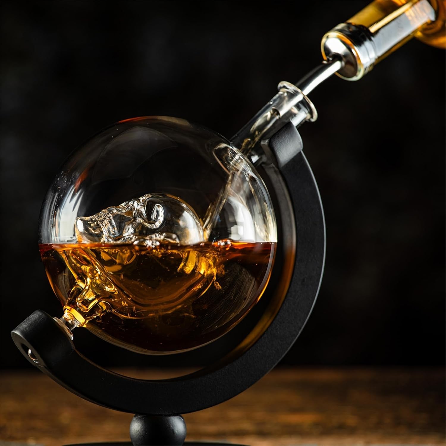 900ml Skull Whiskey Decanter Set with Glasses, Stones & Luxury Stand