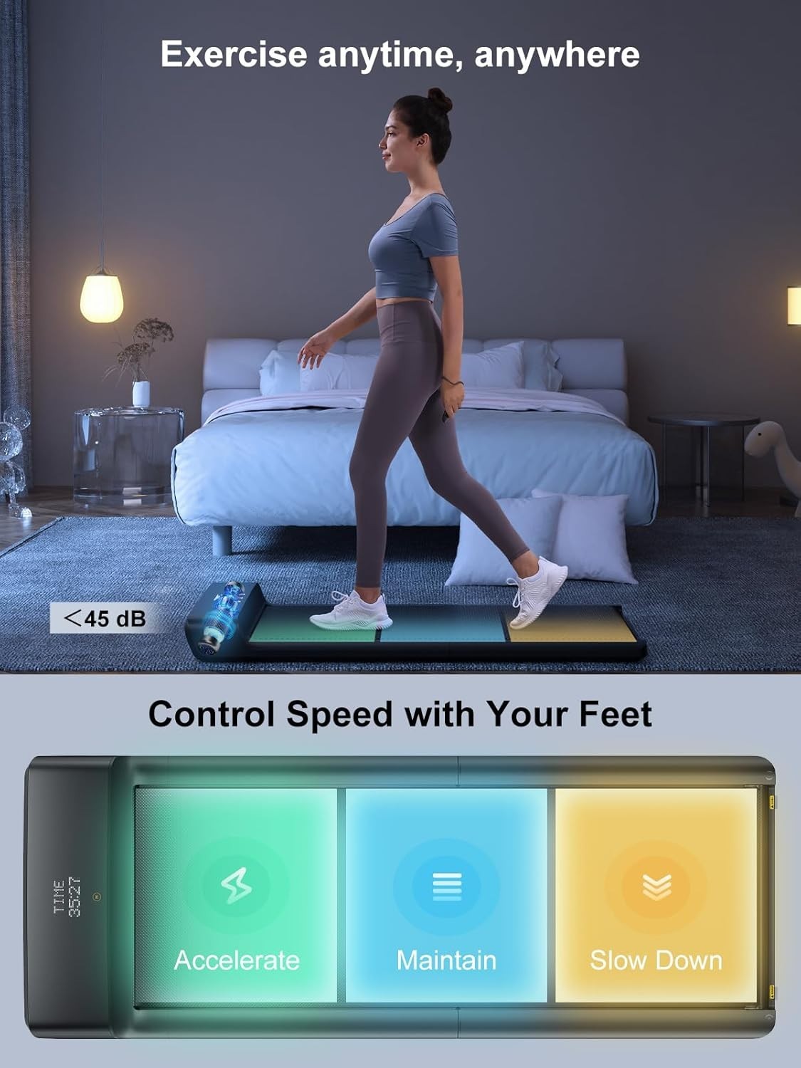 Compact Foldable Treadmill for Home & Office | Under Desk, Quiet, Portable