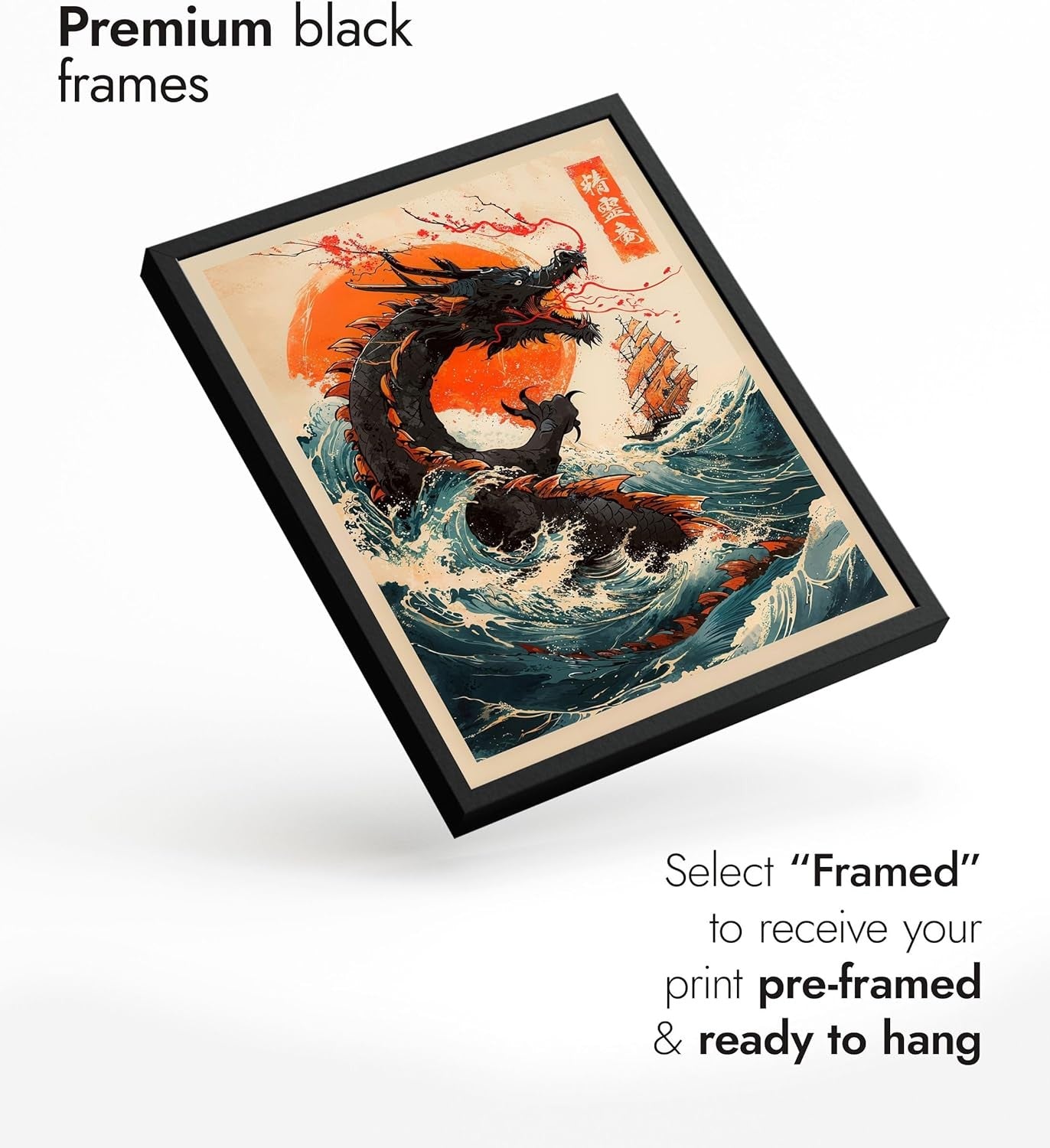 Japanese Sea Dragon Poster A2 Anime Wall Art Print 59x42cm
