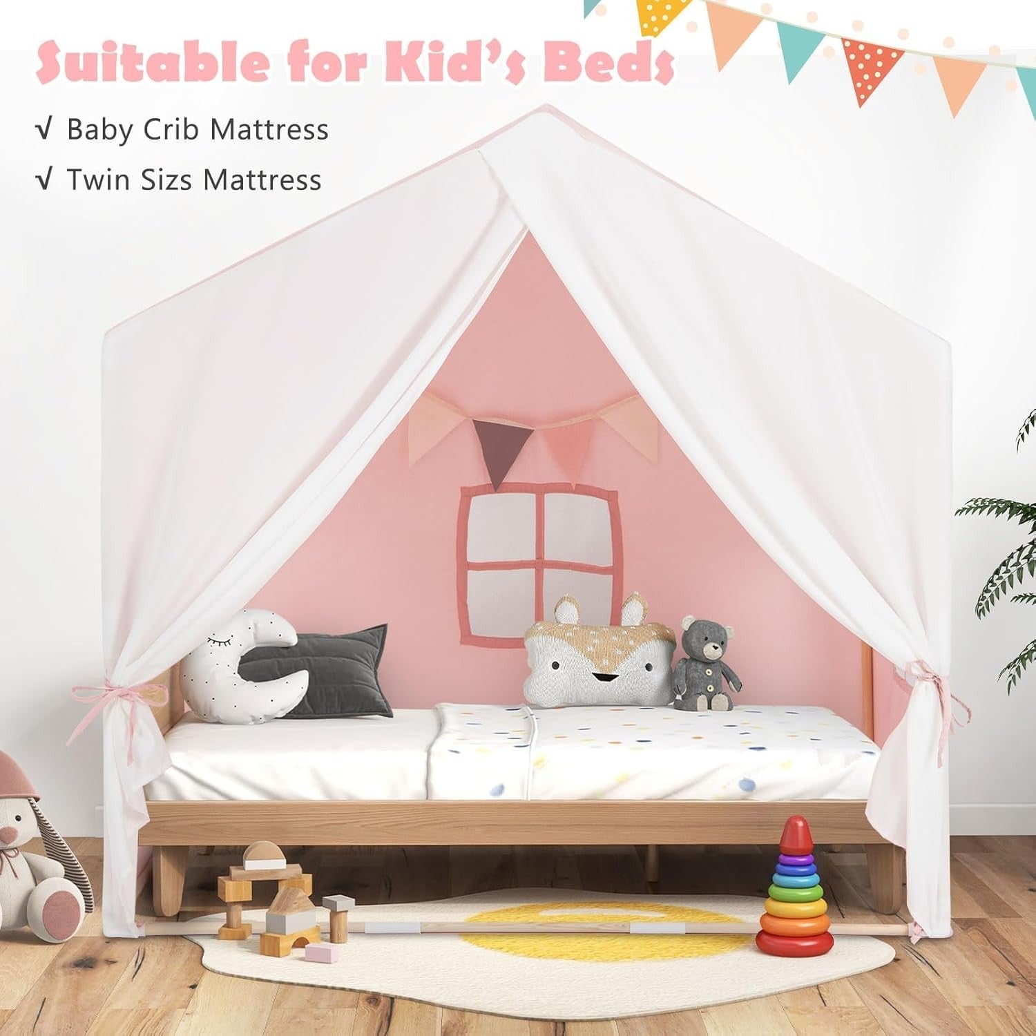 Large Kids Play Tent Castle Indoor Outdoor w Washable Mat Pink