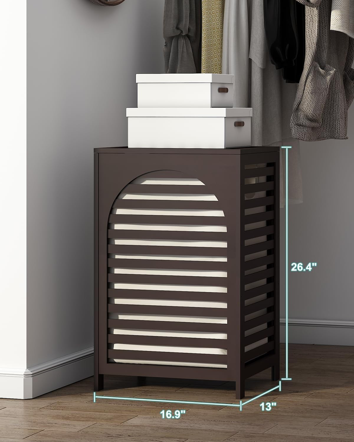 Large Bamboo Laundry Hamper with Lid & Liner | 85L Ventilated Clothes Basket Bro
