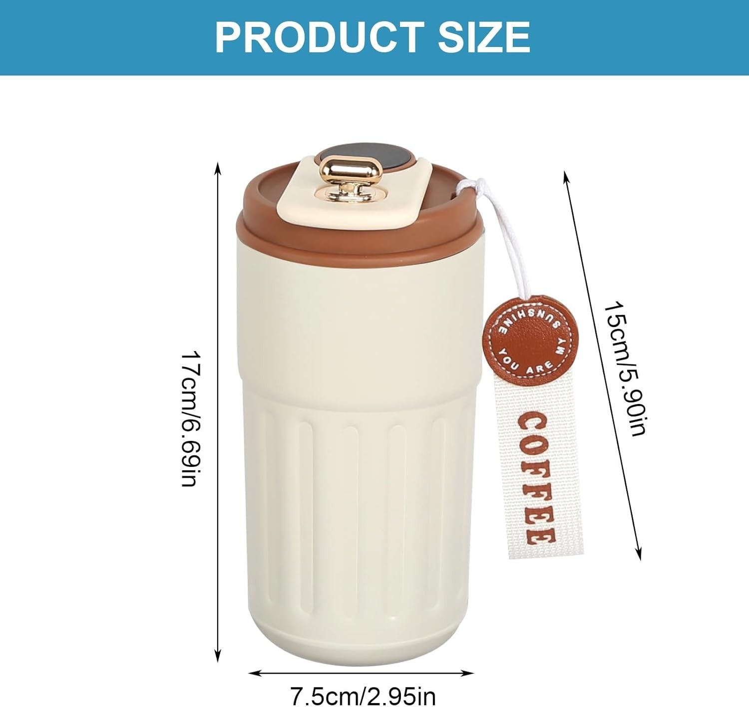 Stainless Steel Thermal Flask 450ml Temp Display Travel Mug