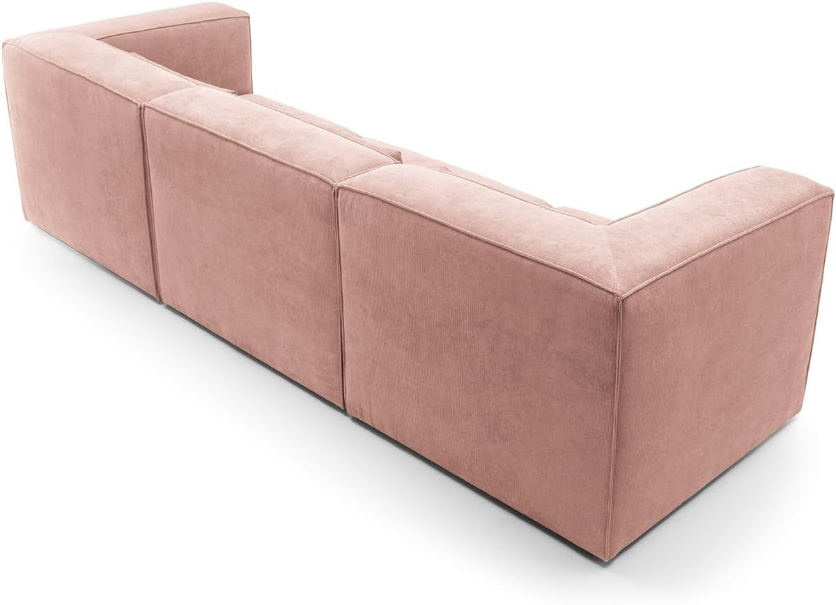 4 Seater Modular Sofa Pink Cord Chenille | Comfy, Space-Saving, Modern Style