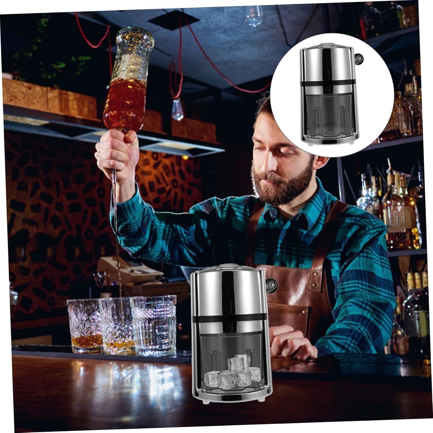 Manual Ice Shaver Snow Cone Maker Slush Crusher Portable Stainless Steel