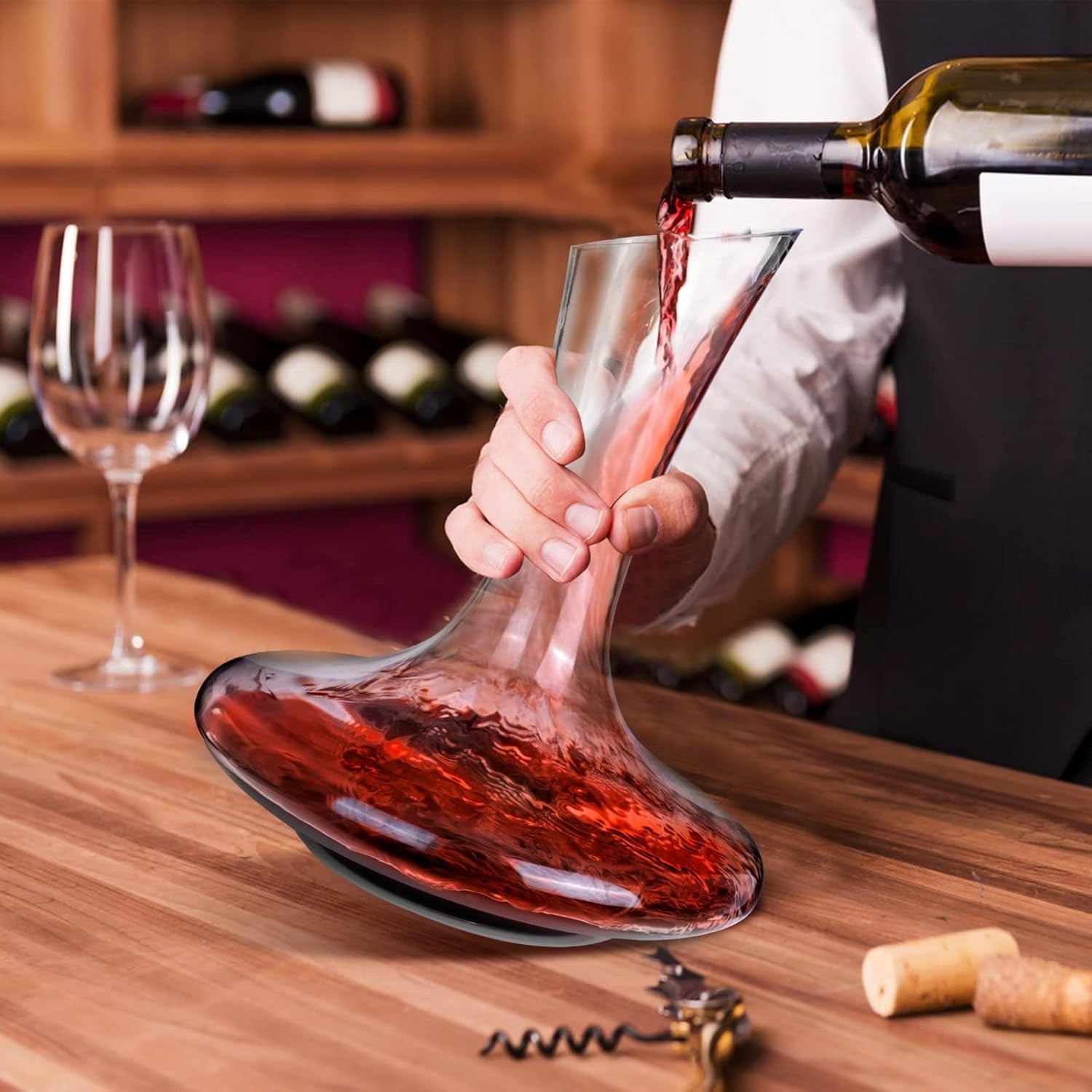 1800ml Crystal Wine Decanter Set with Stopper Aerator Brush Easy Clean Gift