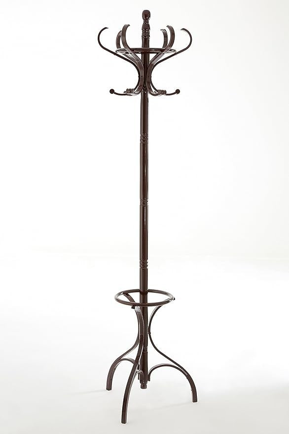 Mahogany Floor Standing Coat Stand 184cm | Wooden Hall Tree Hanger for Coats