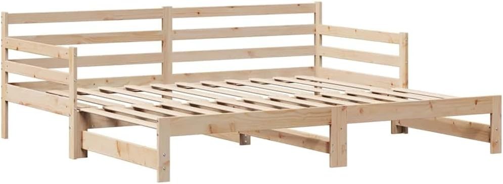 Solid Pinewood Home & Garden Daybed with Trundle & Drawers 80x200 cm