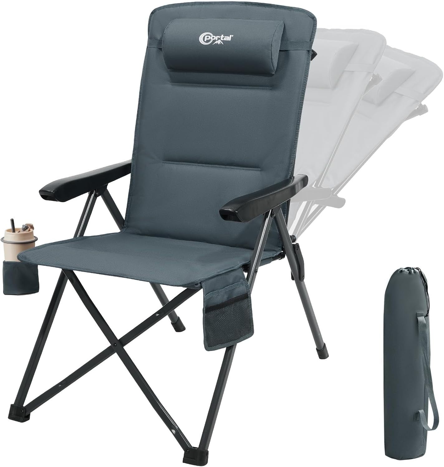 Heavy Duty Folding Recliner Chair Padded 160KG XL Garden Camping Seat