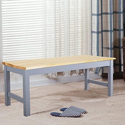 Grey Solid Pine Wooden Bench 2-Seater Sturdy Indoor Kitchen Dining Seat