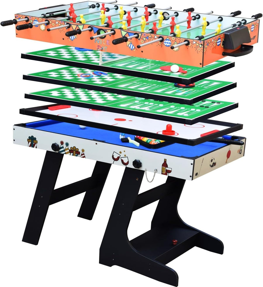 4FT 8 in 1 Folding Multi Game Table Pool Foosball Hockey Chess