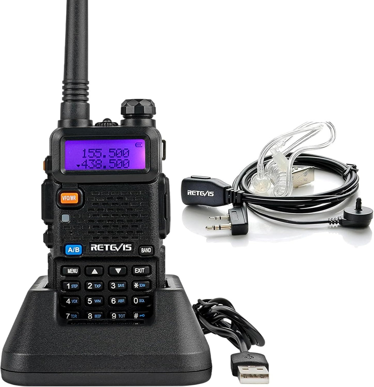Dual Band Ham Walkie Talkie Long Range 128CH VOX FM Headset Radio