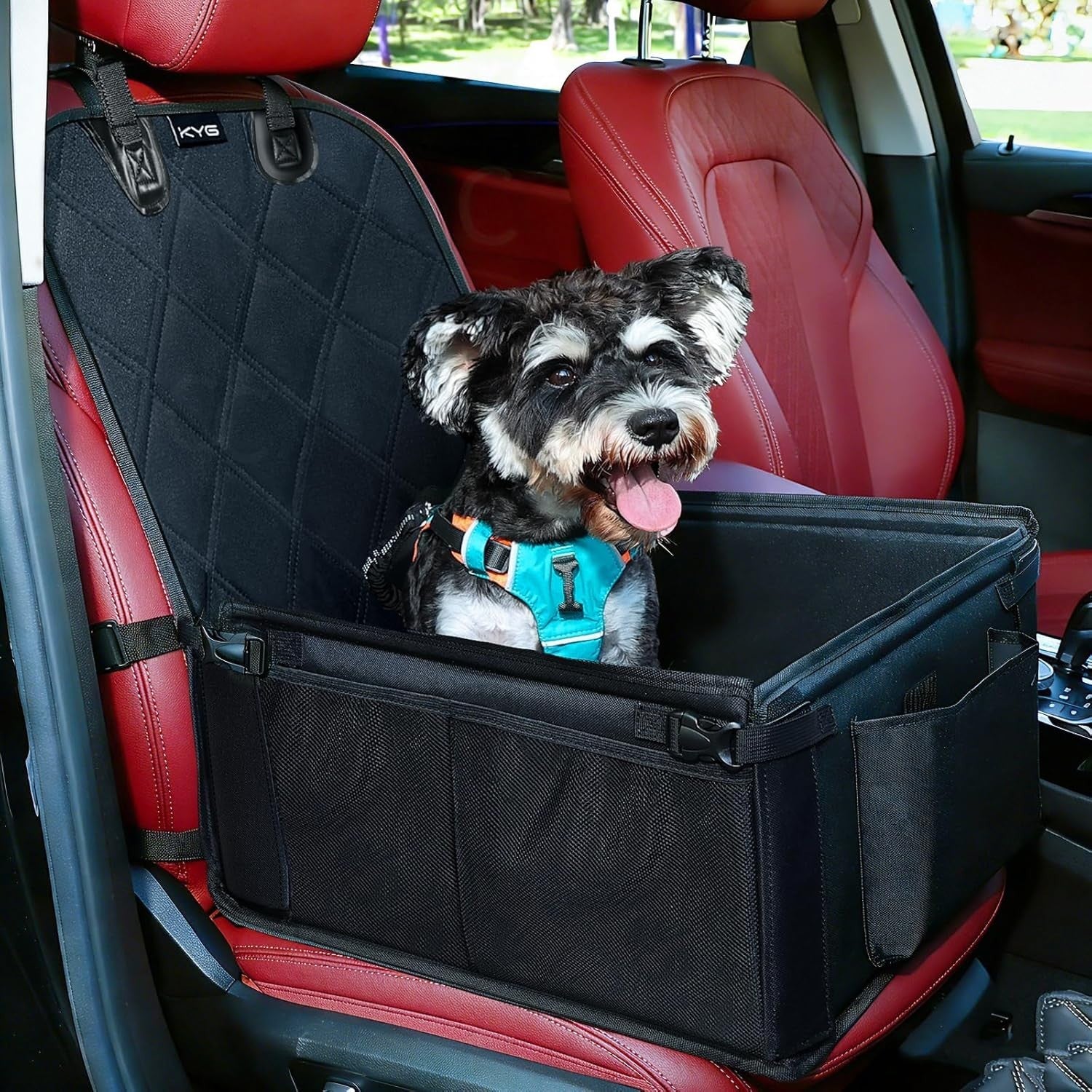 Waterproof Dog Booster Car Seat Non Slip Travel Bed 12kg Black