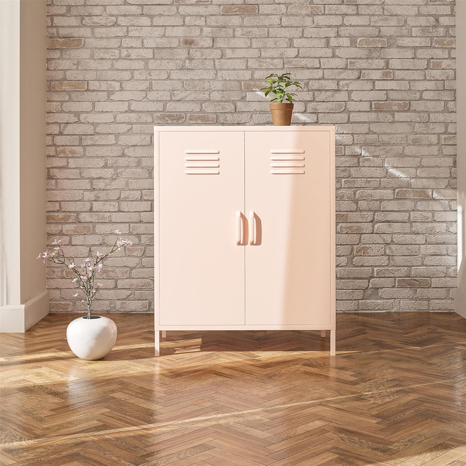 Modern Metal Storage Cabinet with 2 Doors & Adjustable Shelves, 80x40x102cm
