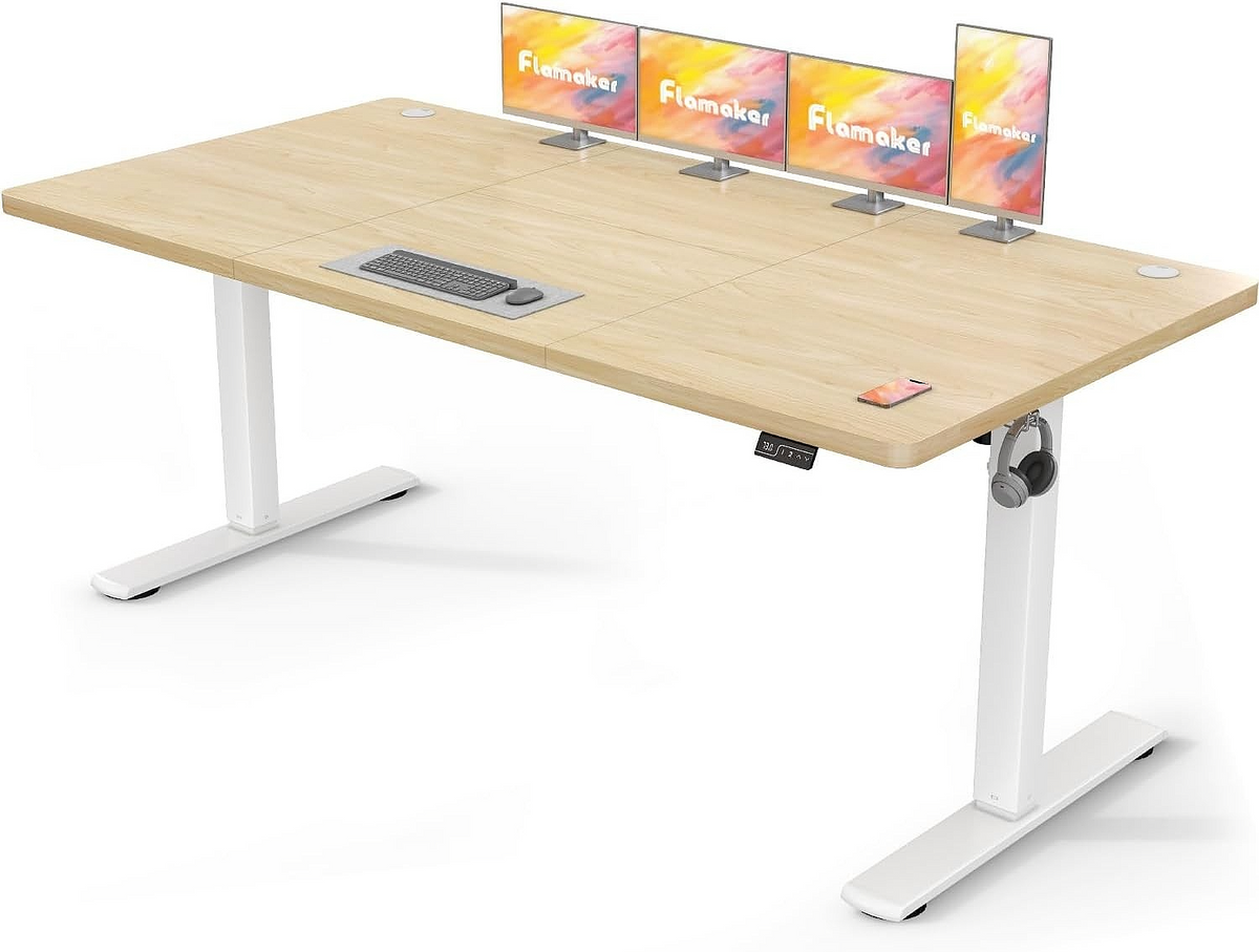 Electric Height Adjustable Desk 180x80cm | Sit Stand Office Table Beige