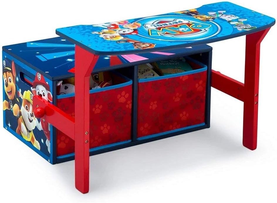 Kids Convertible Activity Bench 2in1 Desk Seat Storage Box PAW Patrol Theme