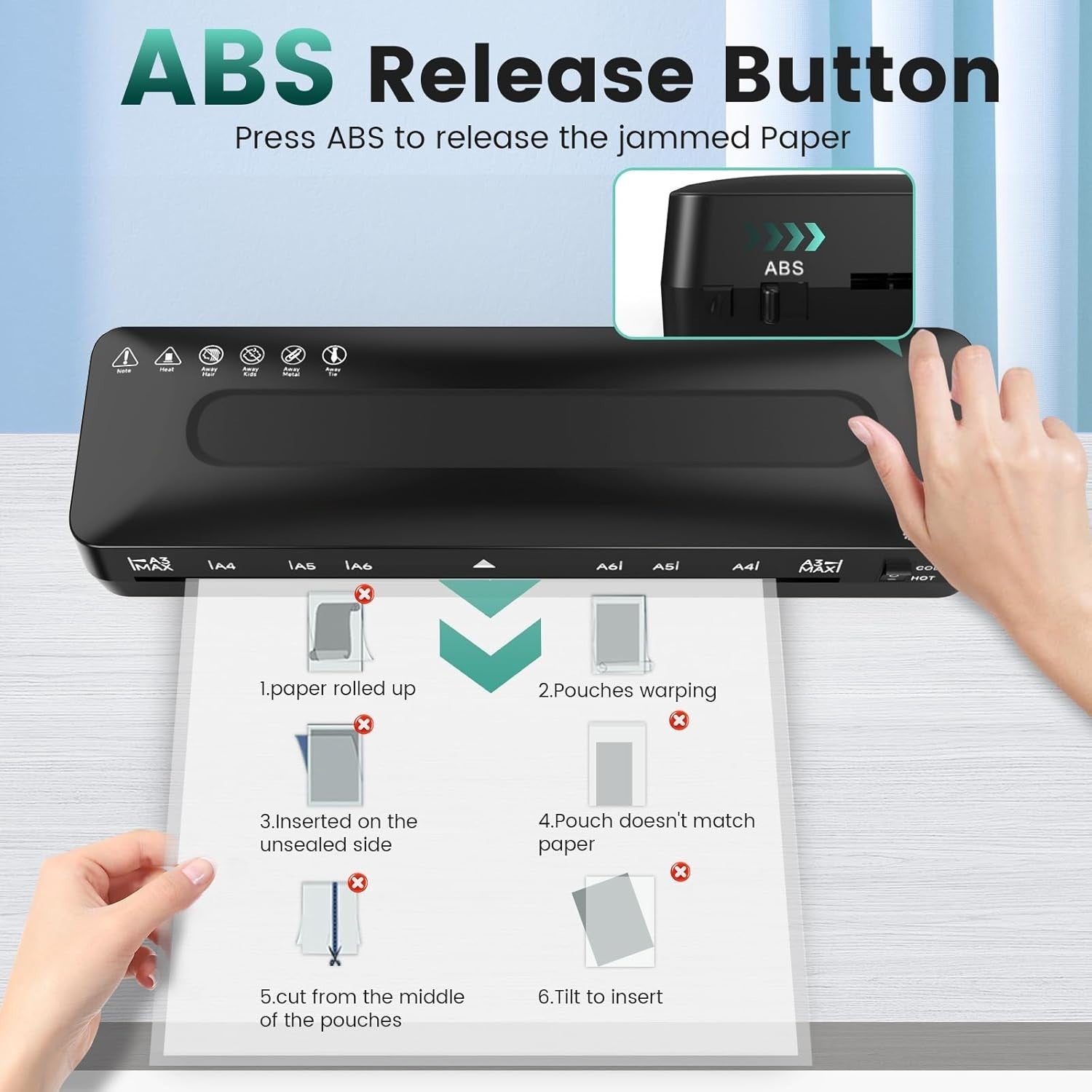 A3 Laminator Machine Hot Cold Fast Warm Up Anti Jam 5-in-1 + Trimmer
