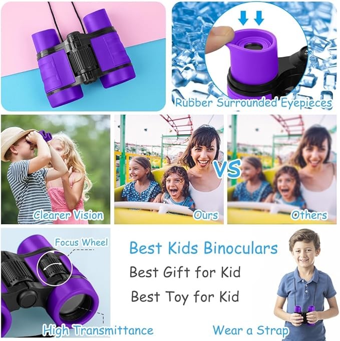 Kids 4x30 Shockproof Binoculars Purple | Outdoor Learning Toy Ages 3–12