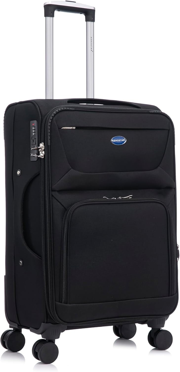 26” Medium Check In Luggage Soft Shell Expandable 4 Wheel Suitcase 78L