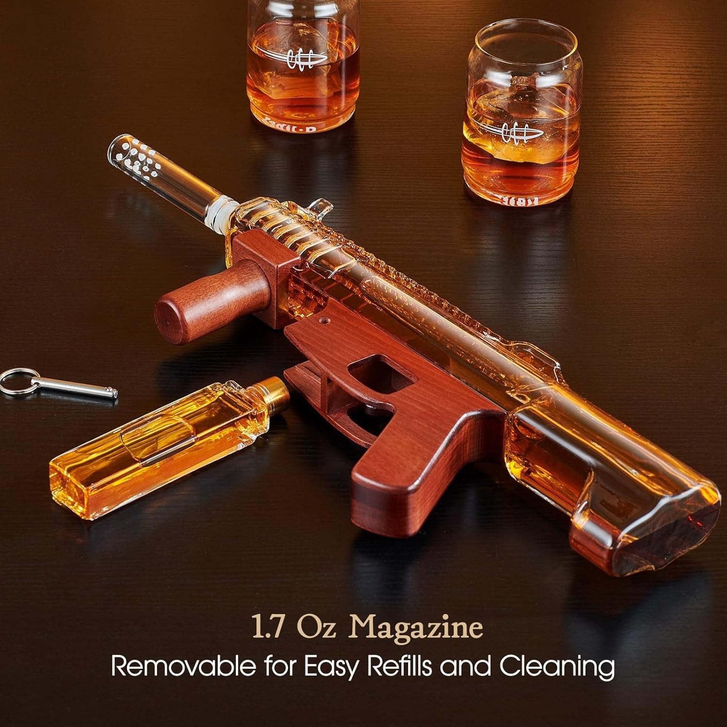 Gun Whiskey Decanter Set with Glasses | 486ml Liquor Dispenser Gift for Men