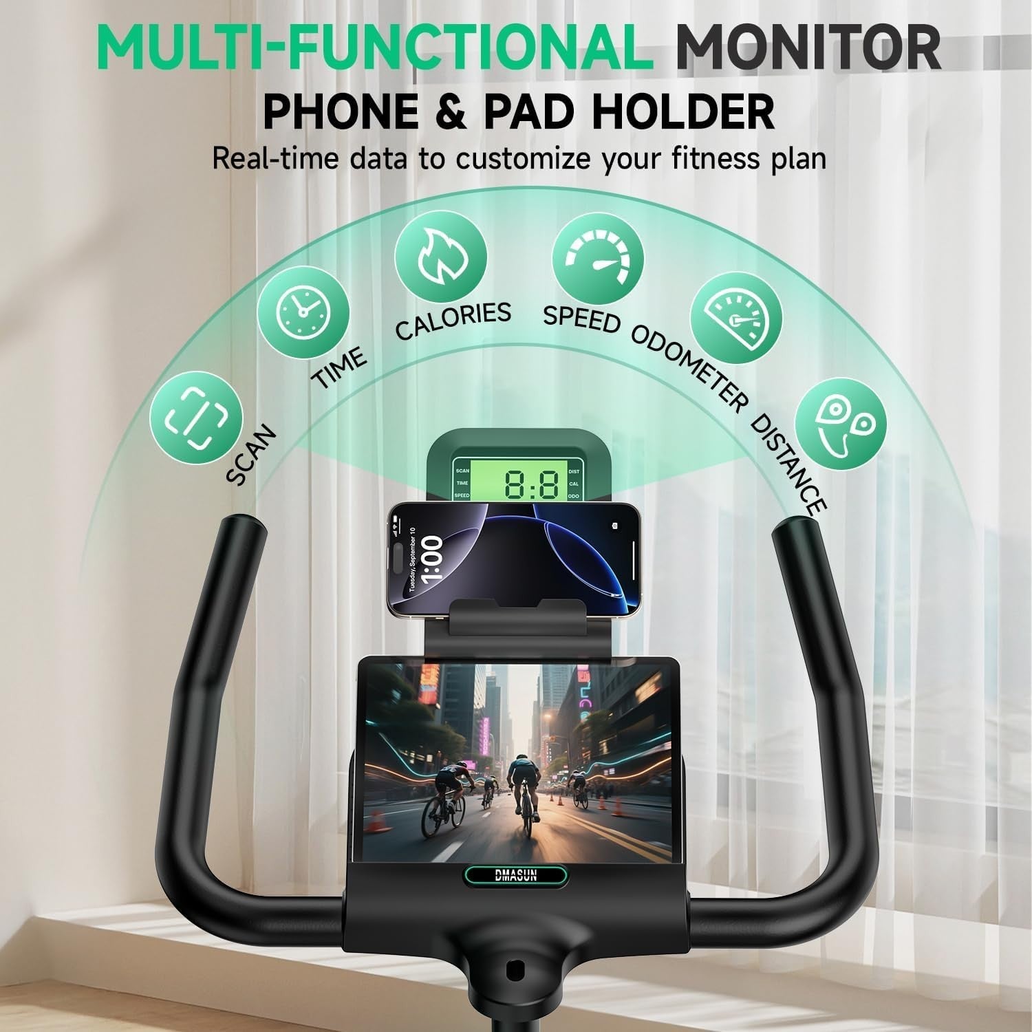 Quiet Magnetic Exercise Bike w/ LCD, Tablet Holder, 35lb Flywheel & 360lb Cap