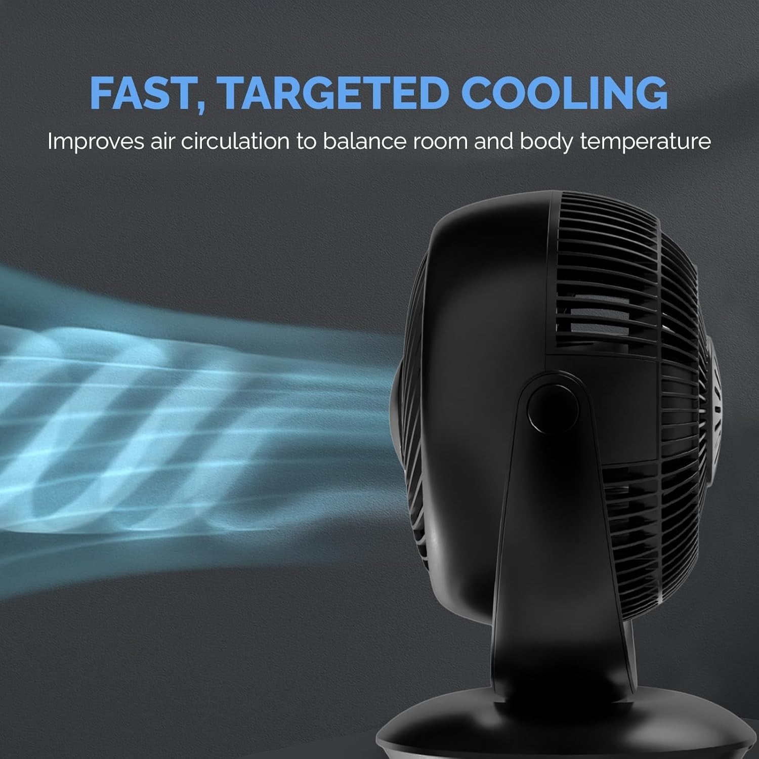 8-Inch Black Air Circulator Fan – 3-Speed Remote Controlled Silent Desk Fan