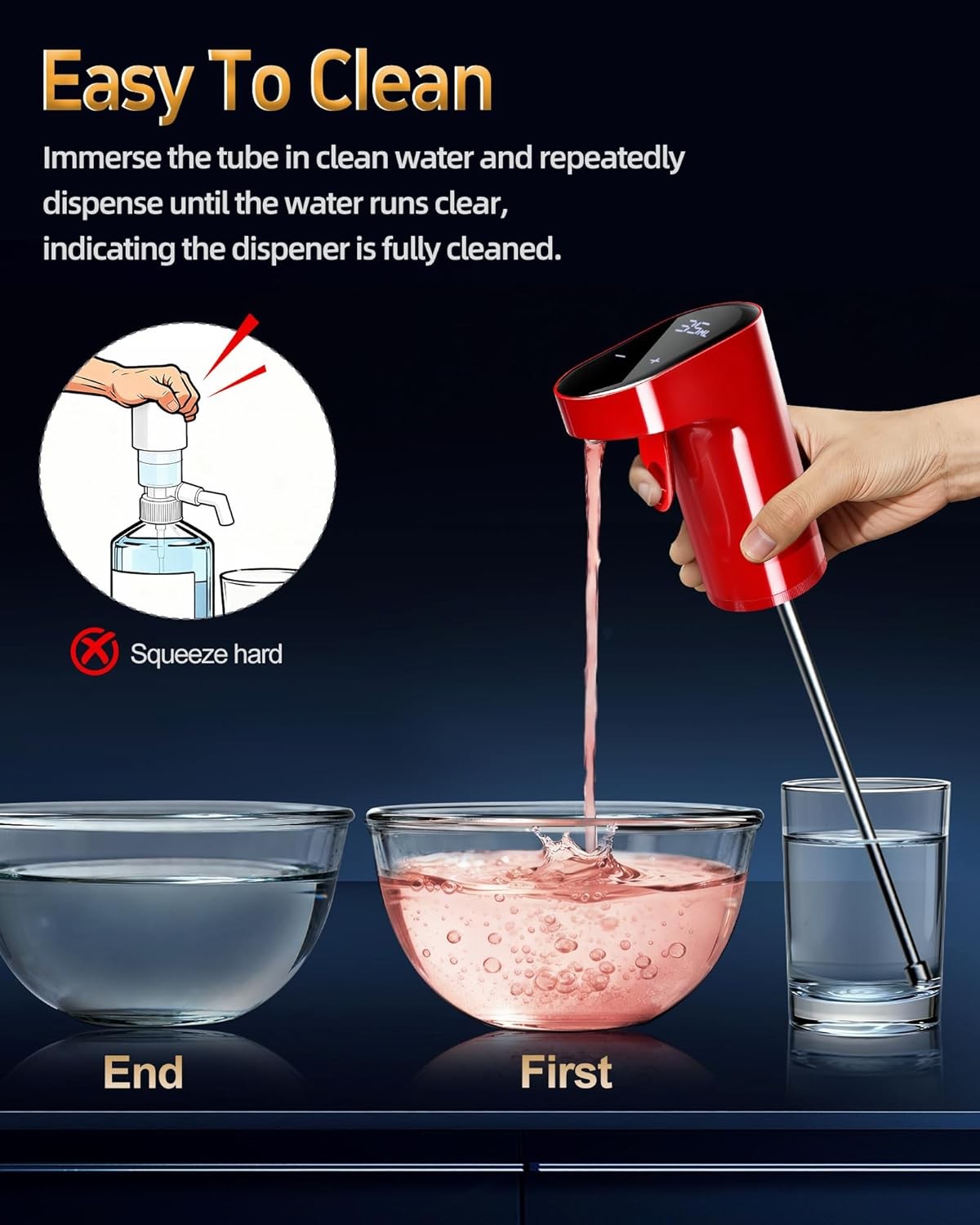 5-in-1 Electric Wine Aerator Dispenser Red USB Recharge Smart Adjustable 990ml