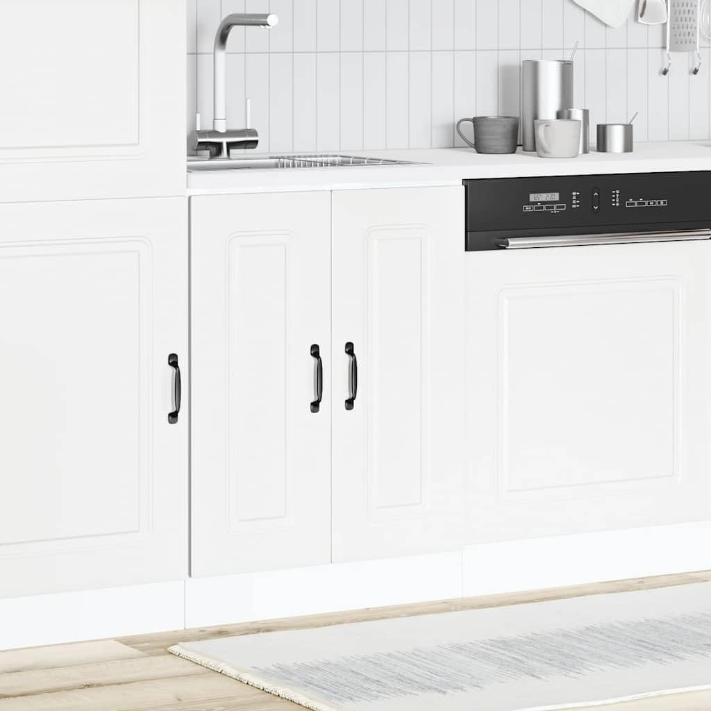 White Bathroom Vanity Cabinet 60cm Under Sink Storage Unit  Double Doors